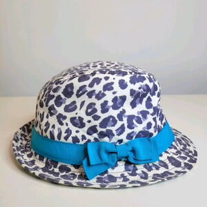 PLACE 1989 Cheetah Leopard Print Fedora Hat with Bow Accent Size Girls Large 10+